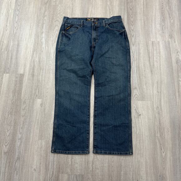 Ariat Rebar M4 Relaxed Boot Jeans Men's 34 x 30 Blue Western Cowboy Denim Rodeo - Picture 1 of 12